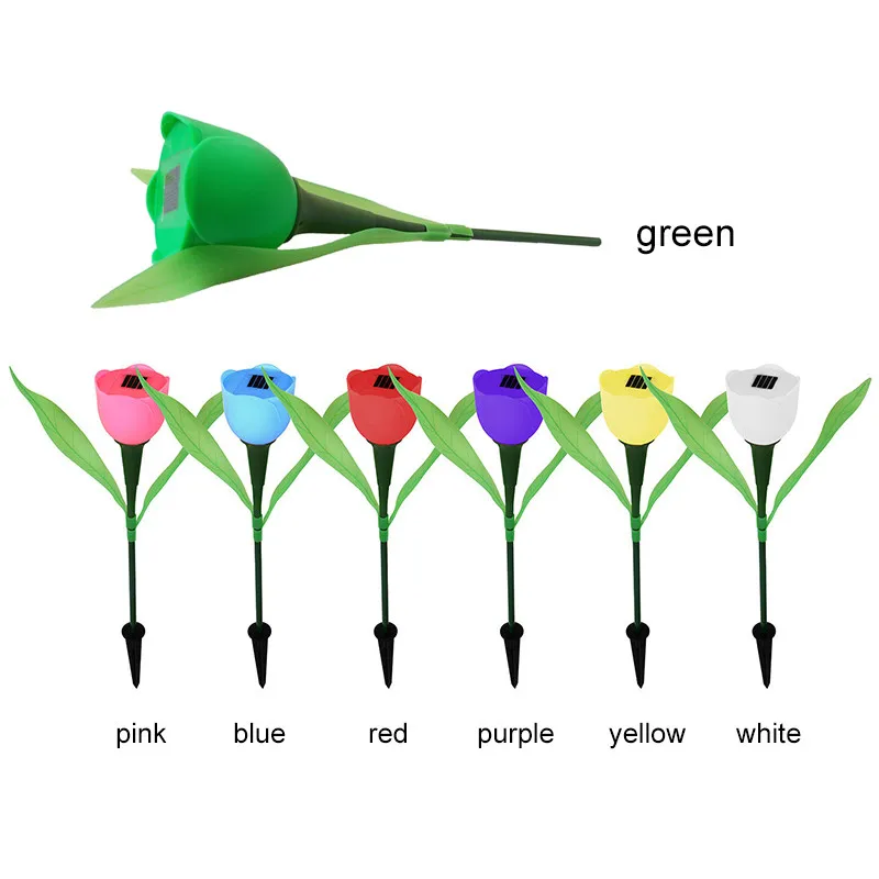 

New 2019 Tulip Shape Landscape Flower Lamp Garden Path Way Solar Power LED Light Creative Bedroom Garden Outdoor Night Lights