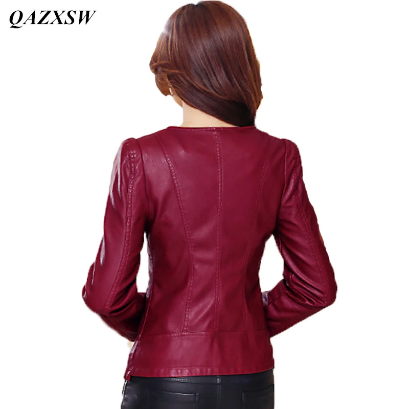 Женская байкерская куртка из ПУ кожи на молнии|leather zipper jacket|pu coatbiker motorcycle |