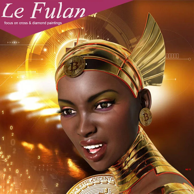 

Le Fulan Diamond Painting Bitcoin Goddess Diy Full Embroidery Cross Stitch Paintings Rhinestones Office Wall Sticker Embroidery