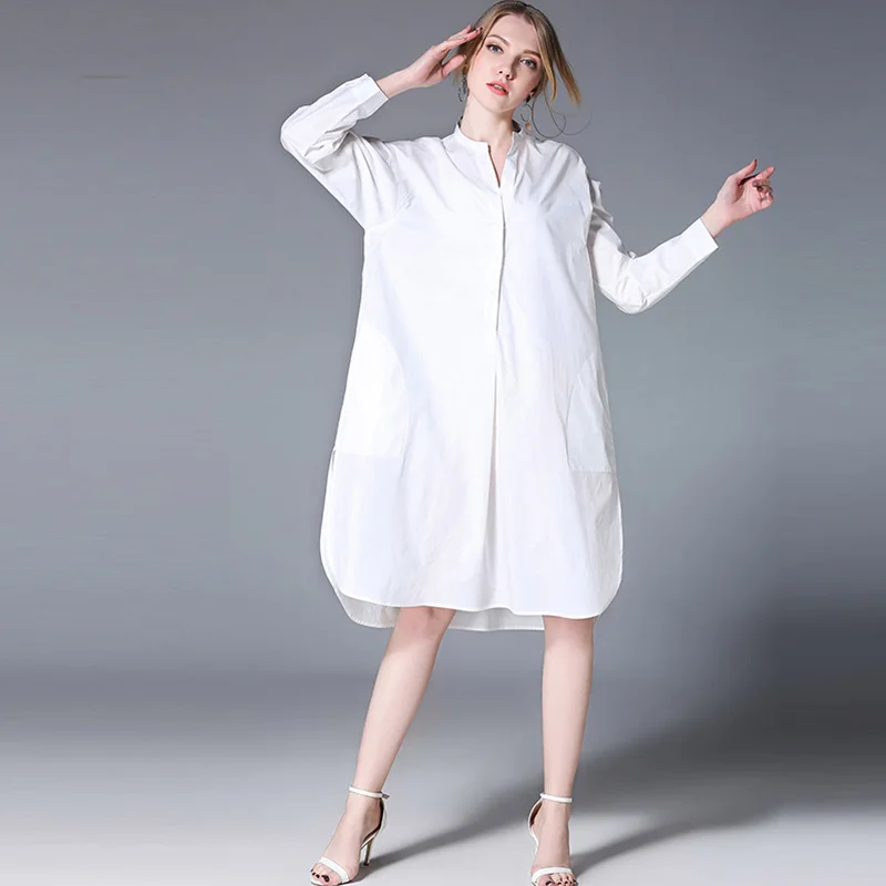 

plus size women clothing womens tops and blouses loose long sleeve Cotton long shirts oversize 2018 spring new XL to 4XL