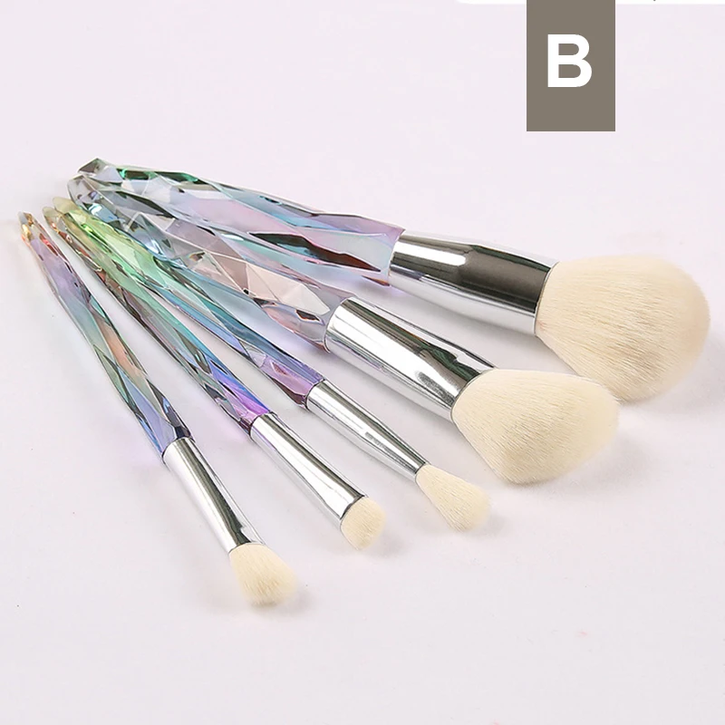 5Pcs Crystal Style Makeup Brushes Set Powder Foundation Eye Blush Brush Cosmetic Professional Makeup Brush Kit Tools