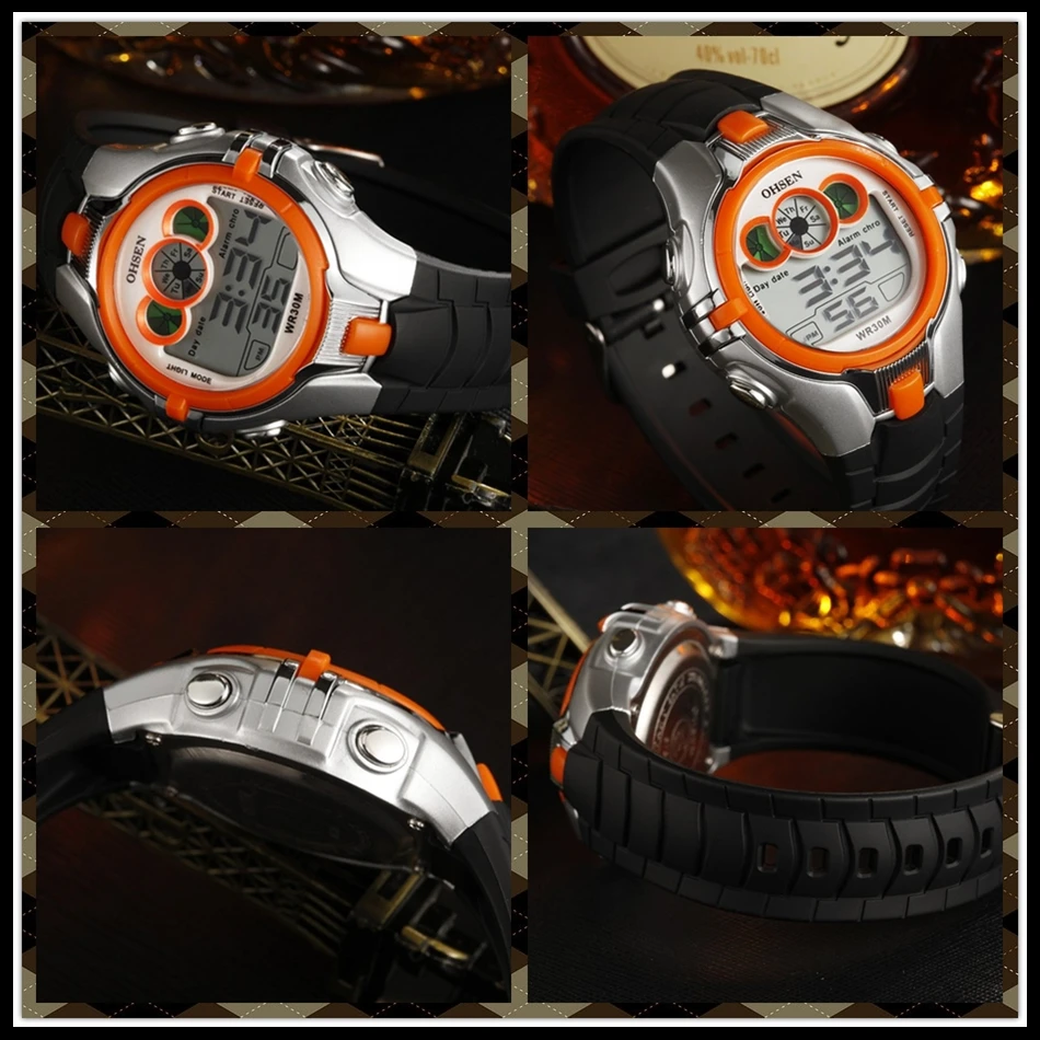 OHSEN Boys Kids Children Quartz Sport Watch Alarm Date Chronograph Watches LED Back Light Waterproof Wristwatch Student Clock (34)
