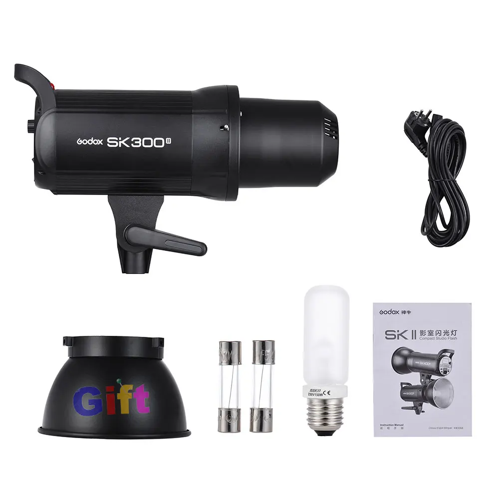 Godox SK300II Studio Flash With 2.4G Wireless X system+Bowen mount standard cover Gift (4)