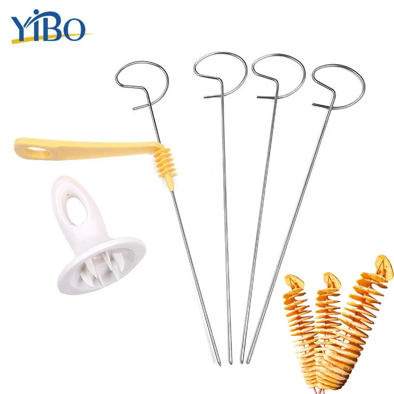 

YIBO Stainless Steel Stiring Rotate Potato Slicer Set Creative Manual Twisted Photo Cutter Portable DIY Kichen Accessories