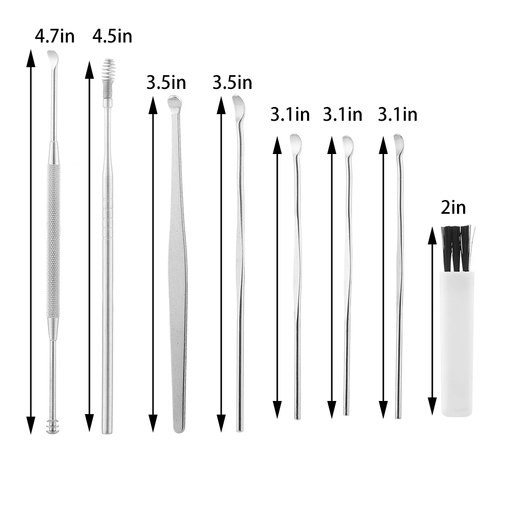 8 шт./компл. портативная Ушная кюрета из нержавеющей стали ушной воск ложка удалитель ушной серы Очиститель ушной палочки Чистка уход за здоровьем набор инструментов для макияжа
