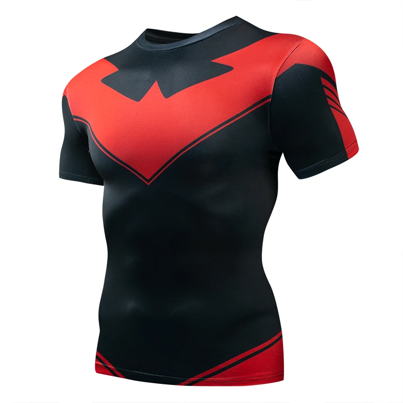Новинка Nightwing, короткий рукав, компрессионные рубашки, танос, 3D принт, футболки для мужчин, лето, топ для кроссфита, Мужская одежда для фитнеса