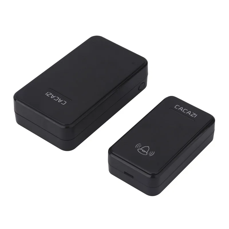 CACAZI Wireless Doorbell DC battery-operated Waterproof 1 Button 1 Receiver led light Home Cordless Door bell 48 CHime 6 volume