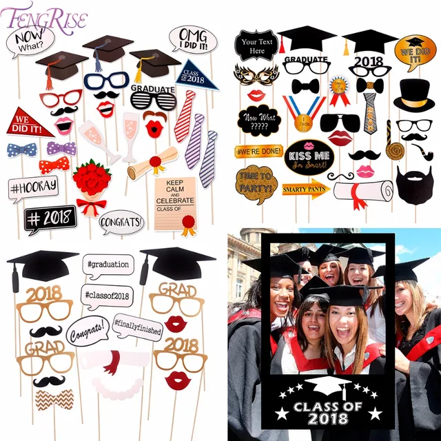 fengrise graduation 2018 photo booth props gown hat graduation party