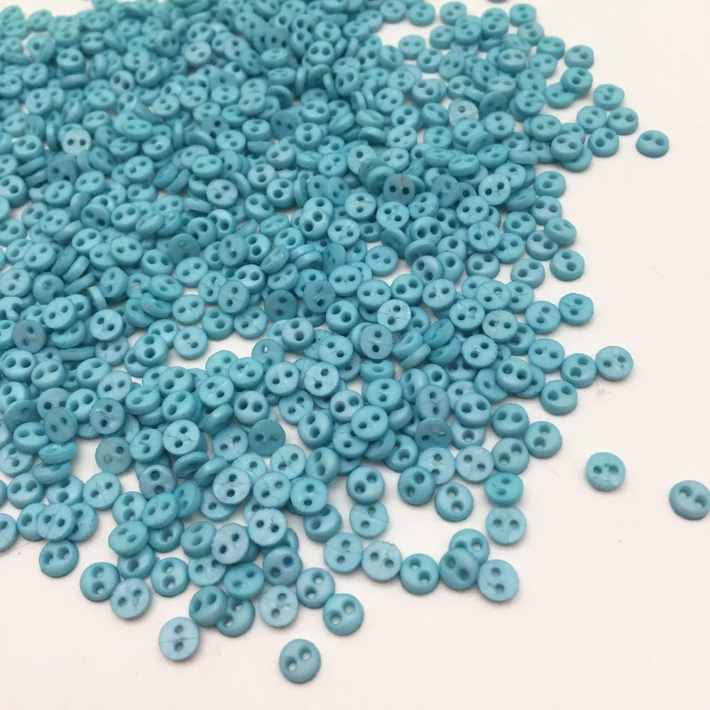 

500pcs 4mm Blue Color Round Resin Mini Tiny Buttons Sewing 2 Holes Doll Clothing Button For Scrapbooking Embellishments