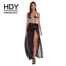 HDY Haoduoyi Горячая Летняя Сексуальная юбка в пляжном стиле с разрезом в стиле ампир Новое поступление однотонная черная розовая Асимметричная Женская юбка