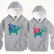 Унисекс Для женщин и Для Мужчин С Рисунком Слона хлопок флис Толстовка Пары любителей пальто с капюшоном пуловер зимние толстые теплые 6 цветов