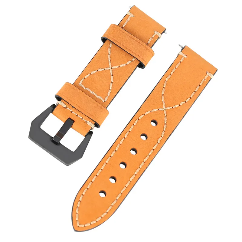 

20MM 22MM 24MM 26MM Smooth Stitch Watch Band Quick Fashion Leather Watchband Comfortable Soft Replacement Strap with Pin Buckle