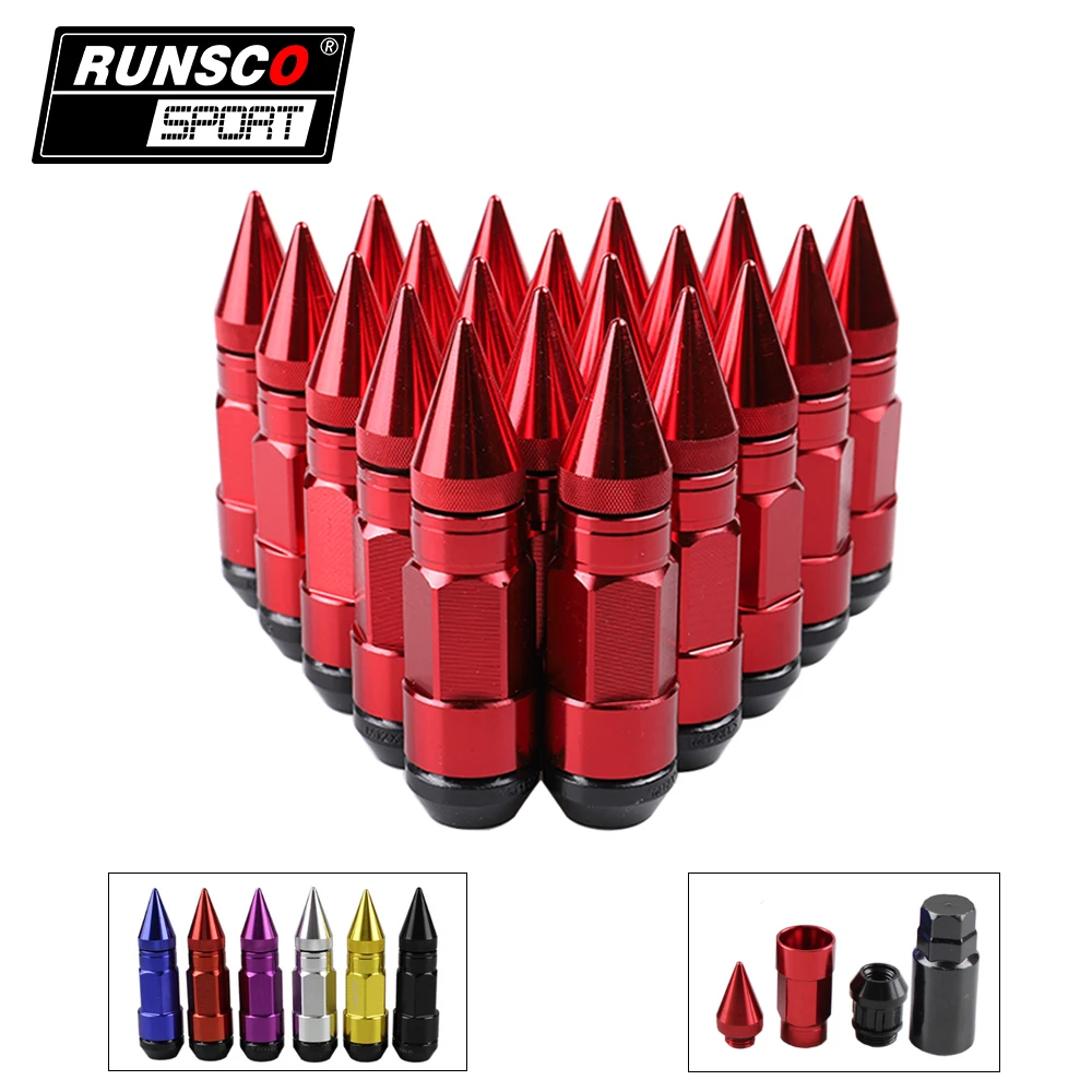 

84mm Wheel Nuts M12X1.5/M12X1.25 Composite Nuts Anti Theft Alloy Aluminum Lock Wheel Lug Nut With Spikes 20PCs/lot