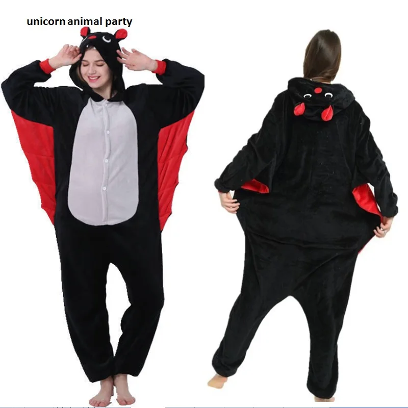 

Bat Kigurum Onesies Unisex Adult Flannel Hooded Pajamas Children Cosplay Cartoon Cute Animal Sleepwear