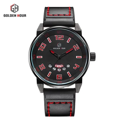 

New fashion men quartz watch leather belt calendar business casual outdoor sports military watch