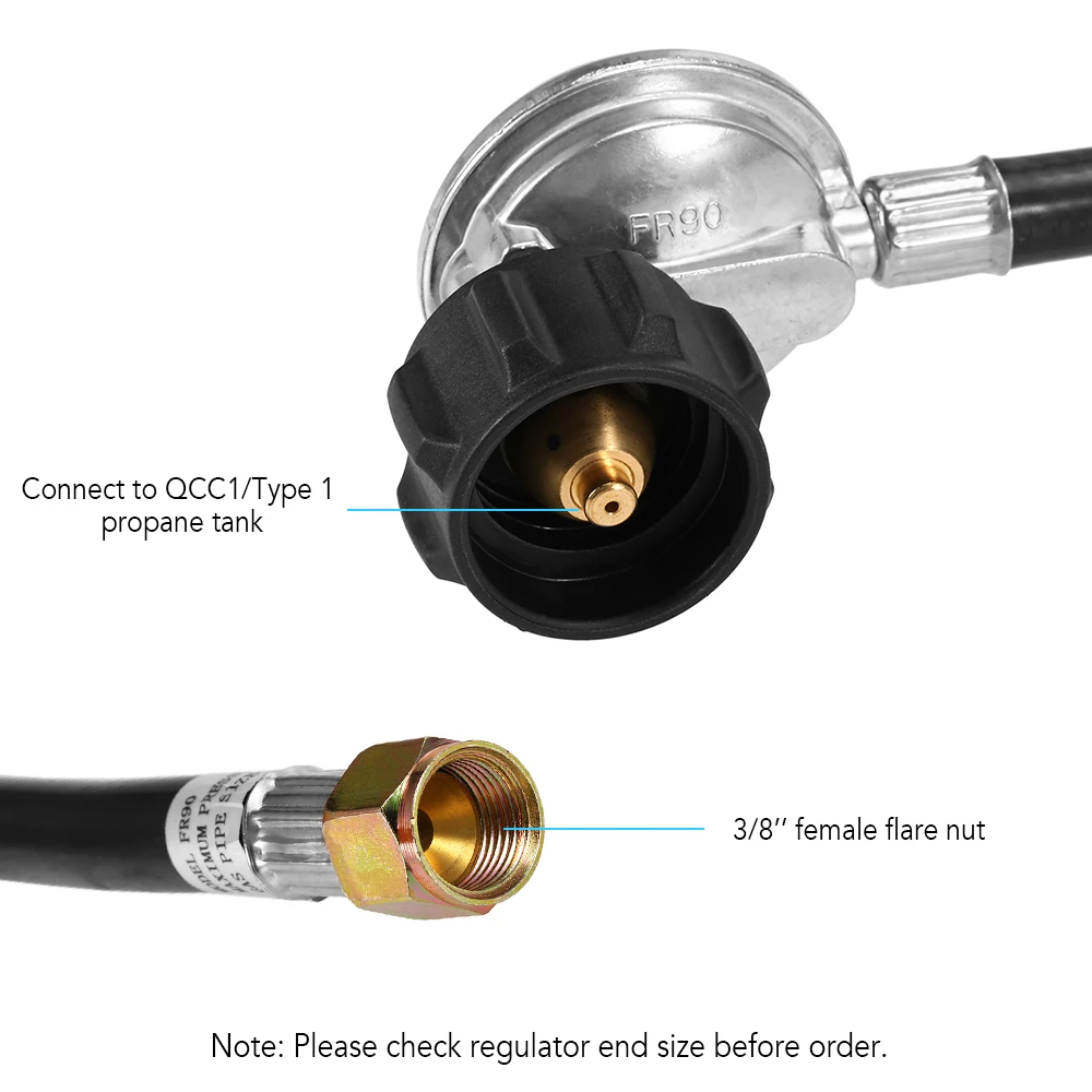 24 IINCH шланг для пропана регулятор для газовая горелка QCC1/Тип-1 LPG шланг с 3/8 ''женские, с расклешенным гайкой для большинства газовых подогреватель гриля