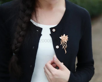 

200PCS Fashion Opal Stone Flower Brooch Pin Women Garment Accessories Jewelry Brooch Rhinestone Pin