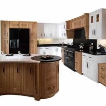 Твердый деревянный водонепроницаемый кухонный шкаф с дизайном острова