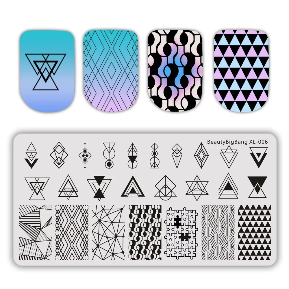 BeautyBigBang штамповочная пластина для ногтей геометрические шаблоны трафаретов для дизайна ногтей шаблон штамп для ногтей штамповка пластин XL-006 - Цвет: 6