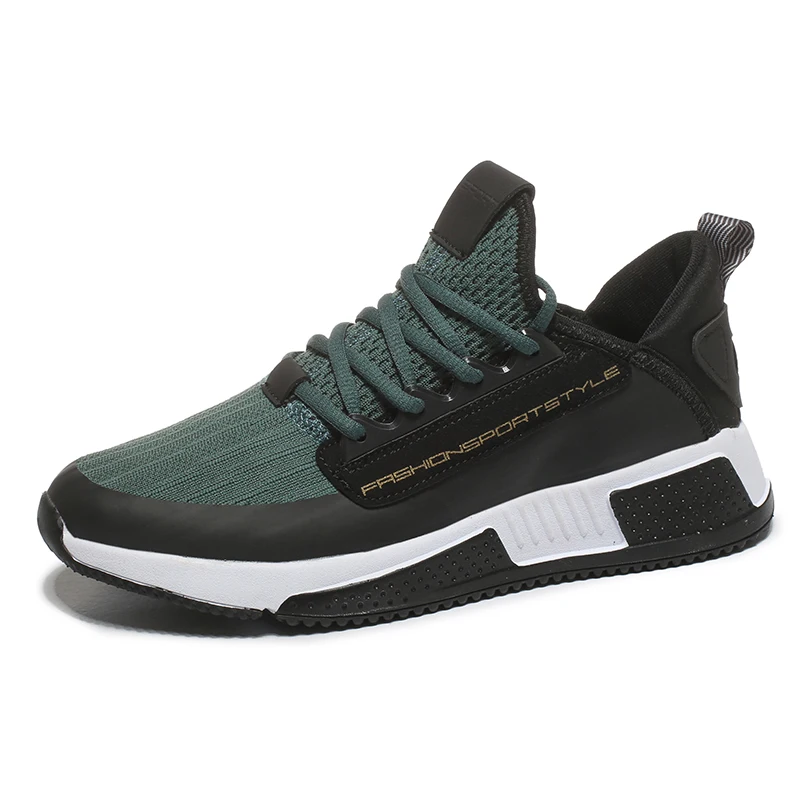 Новые мужские кроссовки для мужчин, резиновые черные кроссовки для бега, армейская зеленая дышащая спортивная обувь с сеткой, дышащая износостойкая - Цвет: Зеленый
