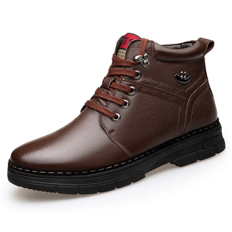 Autumn-Winter Large Size 38-44 Snow Boots Men'S Shoes In Vintage Style Men'S Shoes Casual Fashion High-Cut Lace-Up Warm Hombre