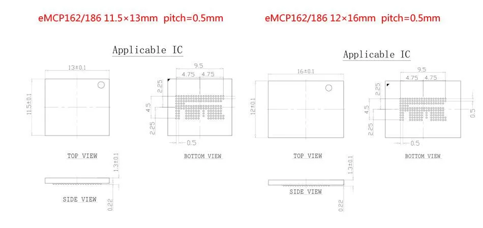 EMMC тесты сокет SD Интерфейс Nand флэш-память пружинный контакт Пружинные контакты SMT/SMD BGA153/169 Читатель чип Размер 12 x16mm шаг 0,5 мм смартфон Дата восстановления