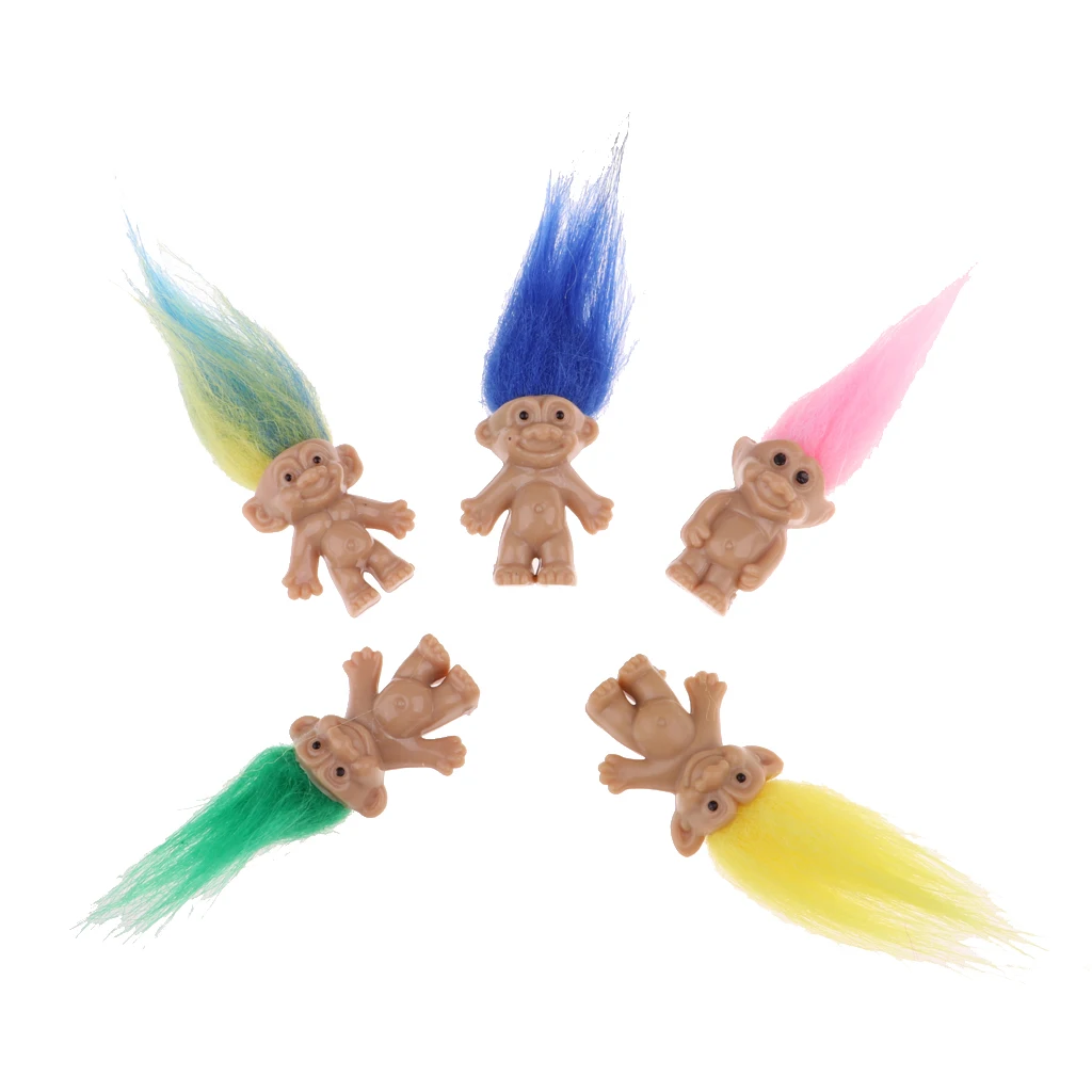 

Creative 5Pcs Retro Troll Doll Dollhouse Miniature Leprocauns Figures Toy Cake Toppers Kids Children School Project Mini Doll