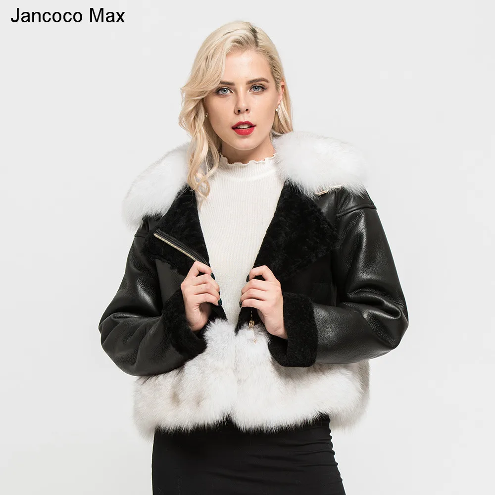 Jancoco Max 2019 Новое поступление Женская куртка из натуральной овечьей кожи с