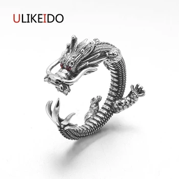 

Us 6 to 8.5 S925 Sterling Silver Jewelry Dragon Rings With Garnet Natrual Stone Vintage Ring For Men Jewelry 694