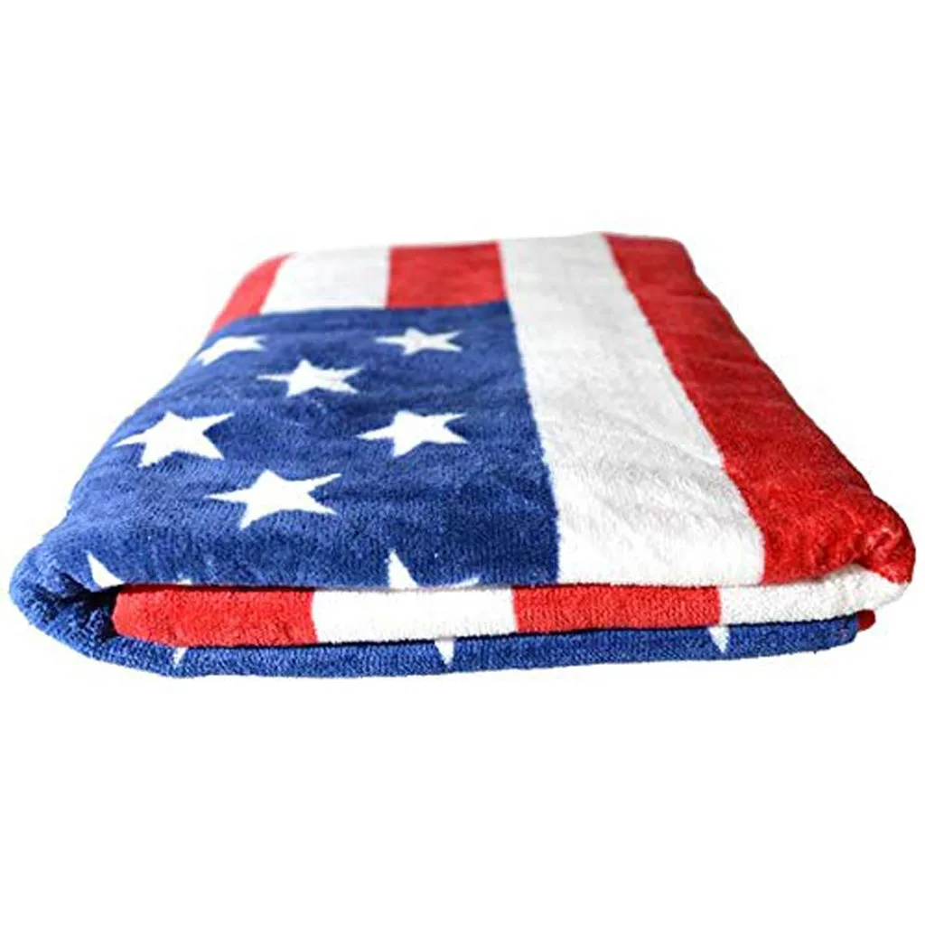 

Bath Towel Independence Day American Flag Beach Towel 100% Cotton Plush d90606