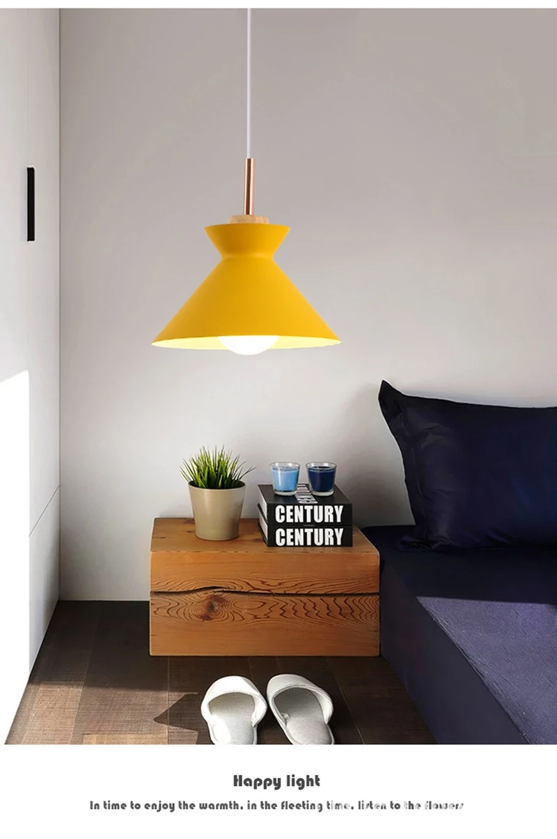 Fashion Colorful Modern DIY Wood Pendant Lights Minimalist Hanging Lights Suspension Luminaire Dining Room Lights Pendant Lamp (6)