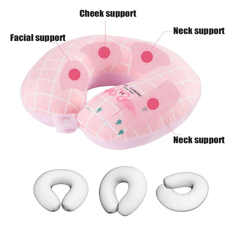 3 цвета u-образные подушки для шеи из пены с эффектом памяти для женщин, с изображением самолета, путешествий, животных, розового цвета, фламинго, для красоты, офиса, для сна, подголовник