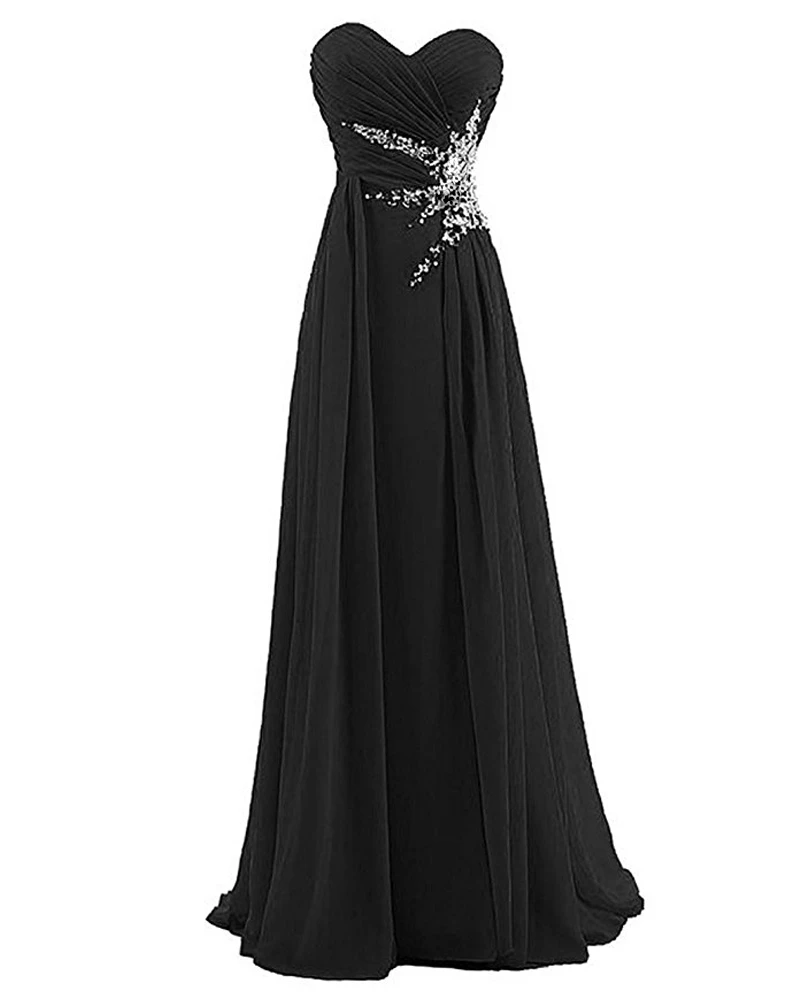 ANGELSBRIDEP трапециевидные Элегантные Длинные Выпускные платья Кристалл шифоновый Кристалл вечернее платье для выпускного вечера торжественные платья для выпускного - Цвет: Черный