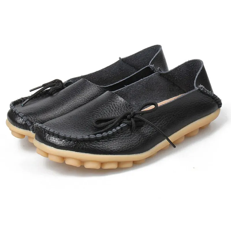 ASILETO/Женская обувь на плоской подошве; летняя повседневная обувь; женские водонепроницаемые мокасины; женская обувь на плоской подошве из коровьей кожи; большие размеры 34-44; T140 - Цвет: Black