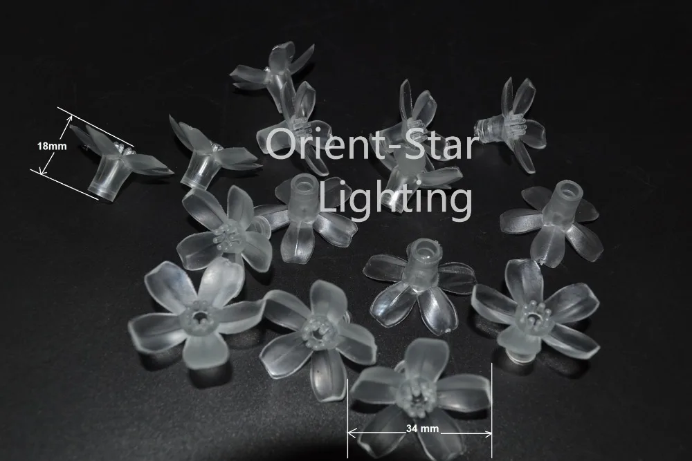 

Free Shipping 100PCs/ Lot High Quality Made Cherry Tree Use 34*18mm Soft Transpent PVC Cherry Flower Head suitable for 5MM LED