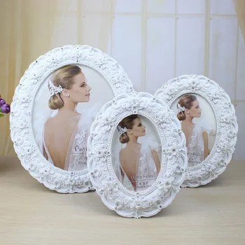 

Euclidean Retro Elliptical Wedding Photo Frame Drill White Korean Edition Idyllic Frame Home Decor for Gift 6Inch/7 Inch/10 Inch