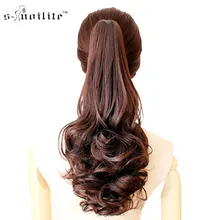 SNOILITE Synthetic Women Claw on Ponytail Clip in Pony Tail Hair Extensions Curly Style Hairpiece Black