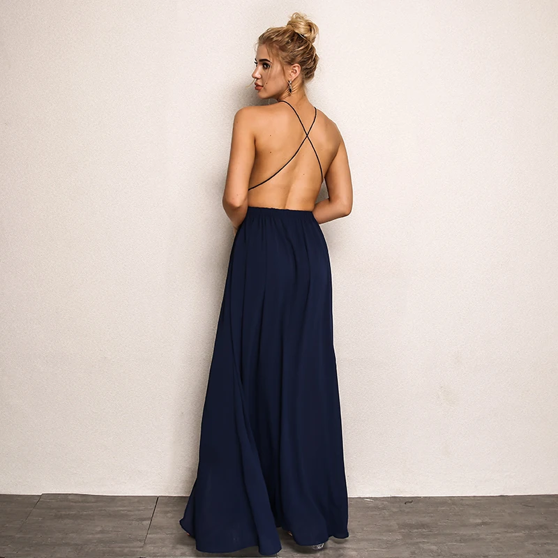 Новая мода Слинг бинты Макси длинное платье Для женщин платье халат с длинными Femme Vestido De Festa elbise