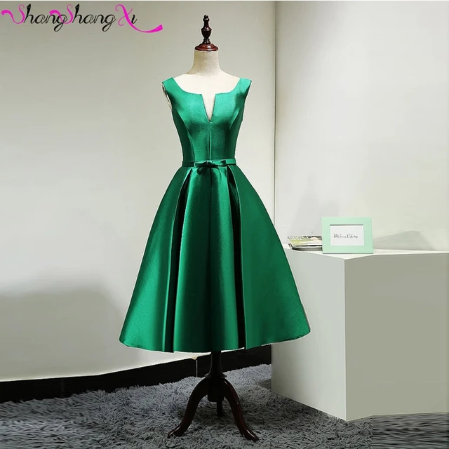 Knee Length Emerald Green Bridesmaids Dresses