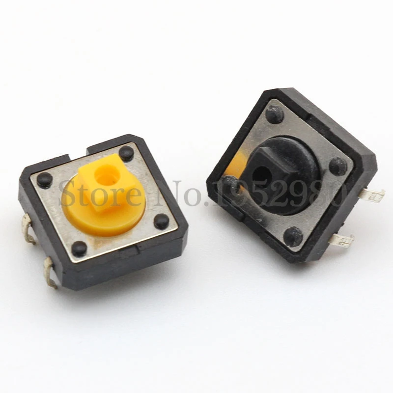 Omron Micro Push Button Tact Switch 12*12*7.3 DIP 4 Pin Square Head Black Yellow RoHs in