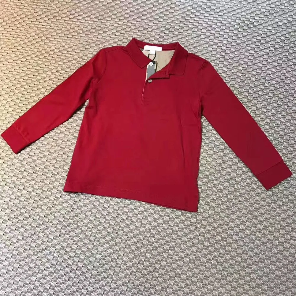 

kids boy school uniform polo shirt for boys girls polo shirts Autumn/ Spring long sleeve cotton red in early Oct