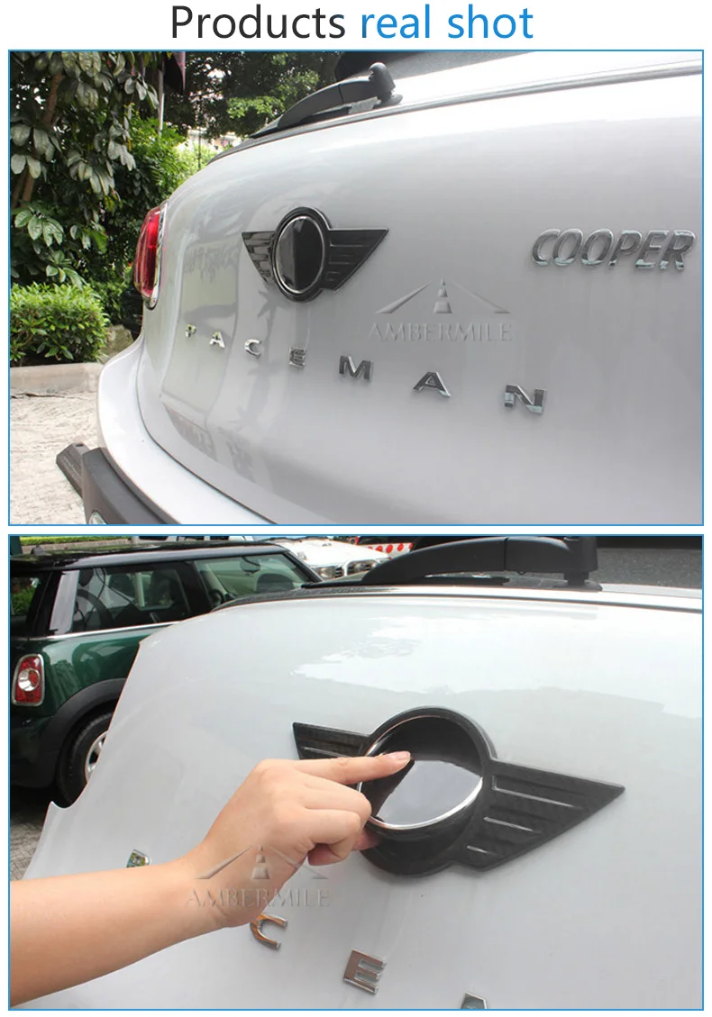 Carbon Fiber Car Logo Front Hood Badge Rear Trunk Emblem for Mini Cooper F54 F55 F56 F60 R60 R61 R55 R56 Countryman (5)