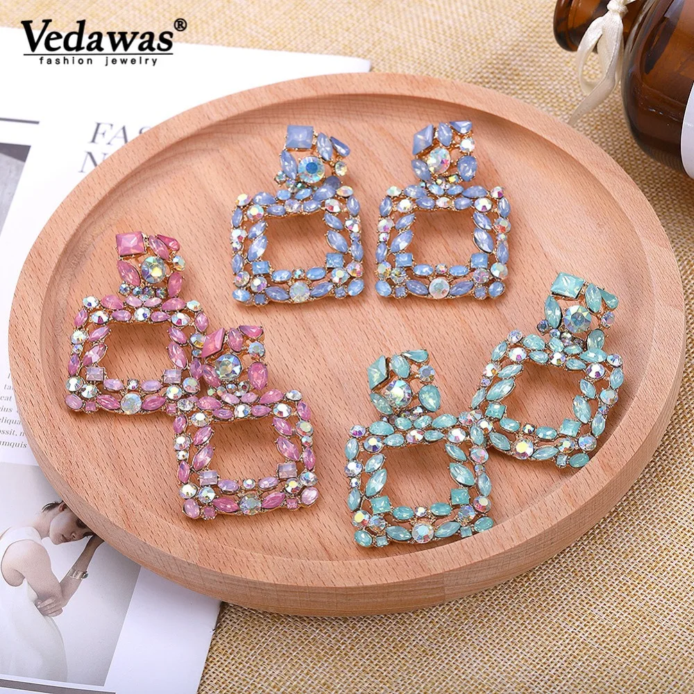

Vedawas Trendy ZA Crystal Glass Drop Earrings for Women Wedding Bohemian Handmade Statement Earring Girls Gift Jewelry xg2907