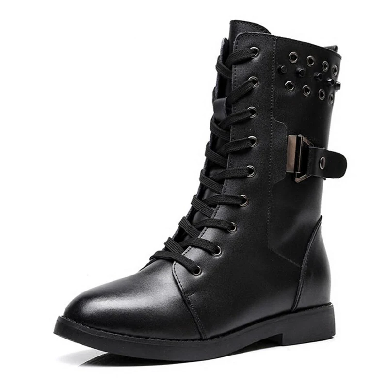

Motorcycle Shoes Leather Flat Botas Martin Riding Motocicletas Outdoors Fashion Motobike Boots Velvet Short Motorcycle Boots