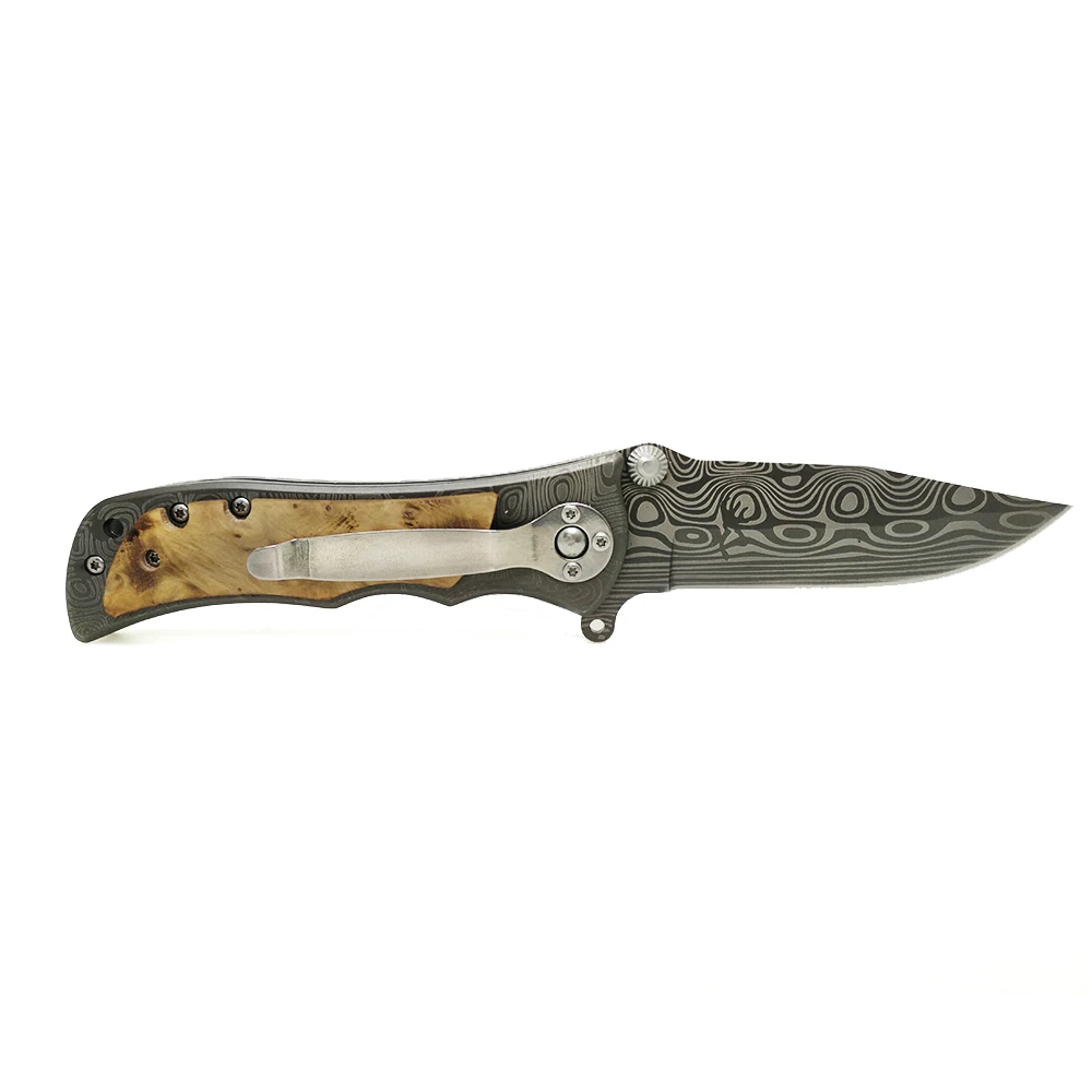 339 Tactical Folding Hunting Flipper Knife Damascus Pattern Survival Combat Pocket EDC Multi Knives Camping Outdoor Rescue Tool