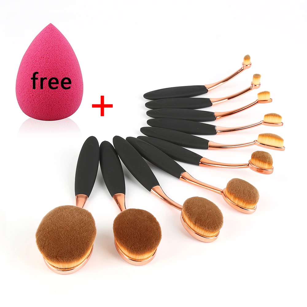 

5/10pcs Toothbrush Shaped Oval Makeup Brushes Set Foundation Eyeshadow Powder BB Cream Rose Gold Makeup Brush pincel maquiagem