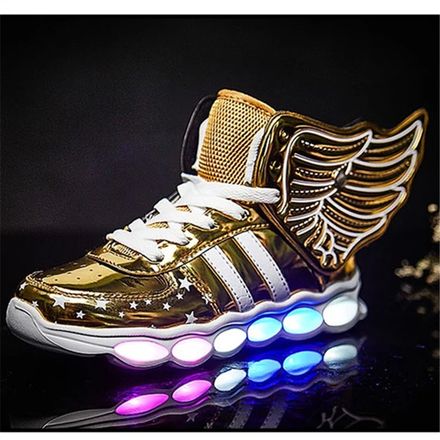 Boys with Luminous Sneakers Glowing Wing Kids Light Up Shoes Spring