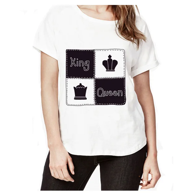 Футболка king queen новинка 2018 женская футболка с коротким рукавом модная круглым