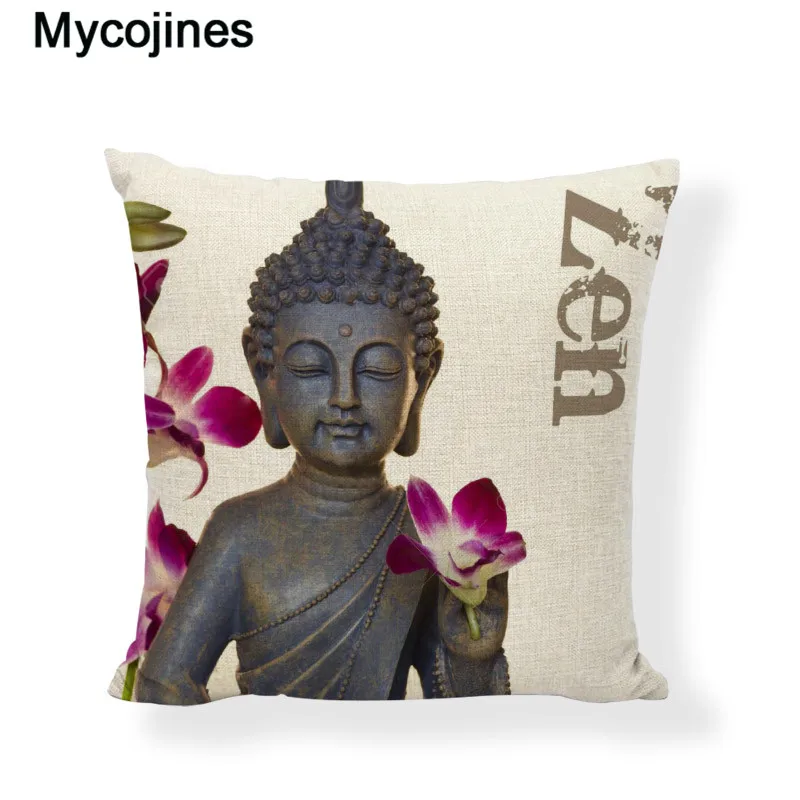 Подушка "Будда", наволочка в индийском стиле с рисунком слона, наволочка для дивана, автомобильное сиденье, домашний декор, хлопок, лен, наволочка для подушки