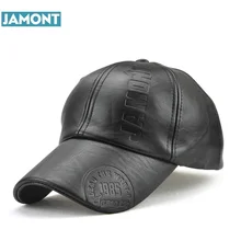 JAMONT бейсбольная Кепка из искусственной кожи, Зимняя Мужская Уличная модная Простая мужская Регулируемый головной убор, козырек, мужская шляпа из костяной кожи